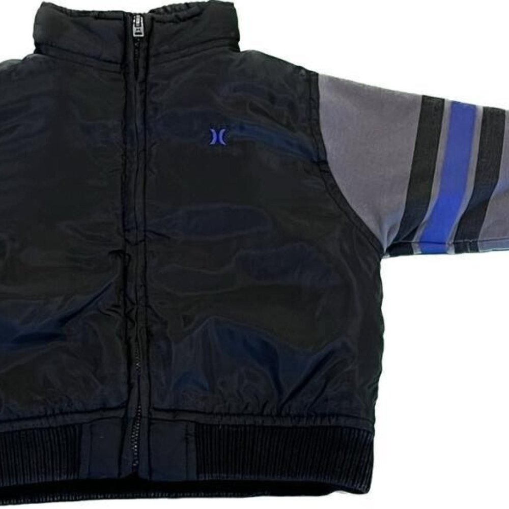 HURLEY Logo Puffer JACKET Quilted Lined Winter Coat 24m Infant Baby Biker Rocker